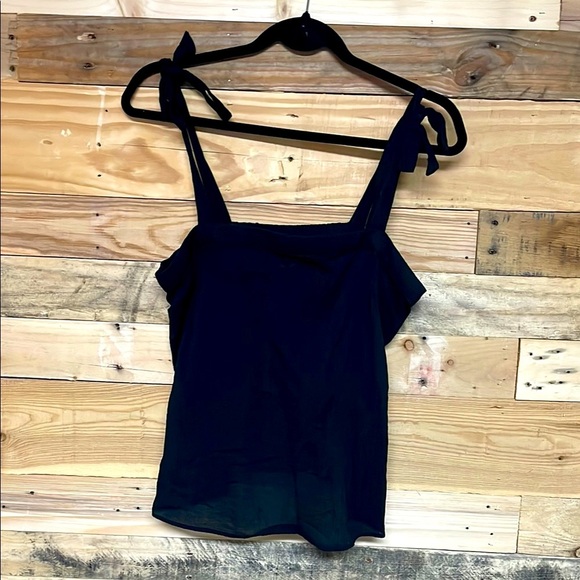 J. Crew size small black sleeveless tied straps lightweight 100% cotton blouse - Picture 1 of 6